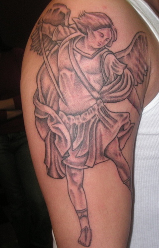 A young warrior angel seeking his first task. Angel Tattoo